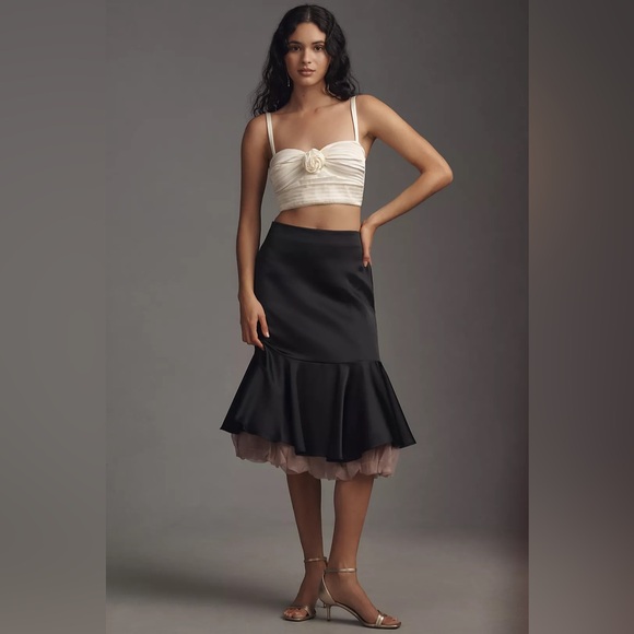 NWT Anthropologie Ivory Pleated Rosette Bustier Top - Picture 1 of 9